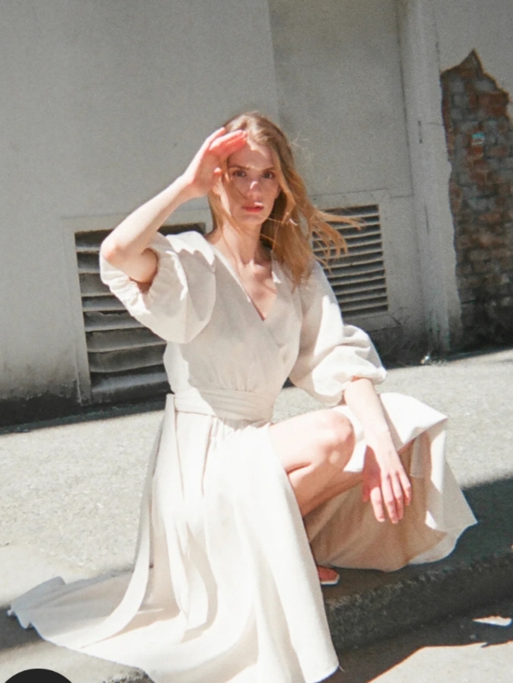 Oak + Fort Cotton Linen Blend Wrap Dress